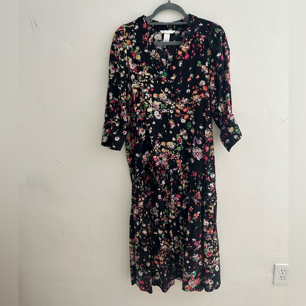 H&M black floral dress
